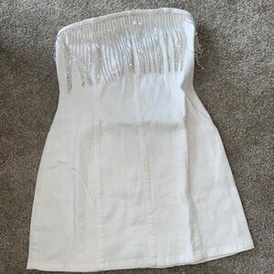 12th Tribe White Strapless Dress with Silver Accents